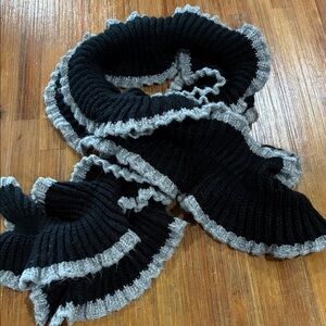 New York & Company Black Textured Knit Scarf with a bit of sparkle